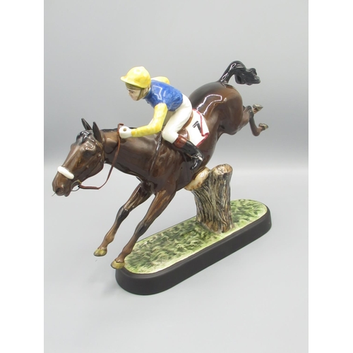 110 - Frazer Hines Collection - Beswick horse and jockey taking a fence, H22.5cm