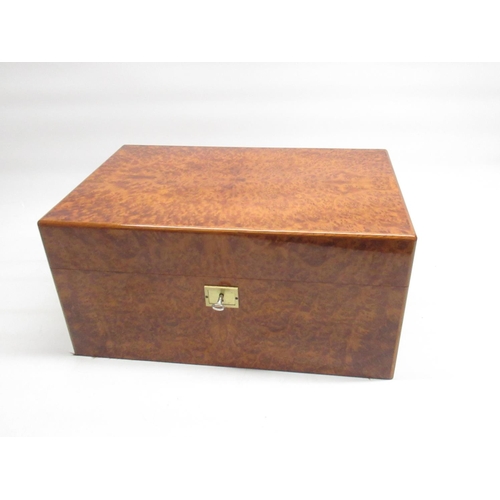 116 - Frazer Hines Collection - Davidoff burr walnut cigar humidor, with lift out tray, engraved brass pla... 