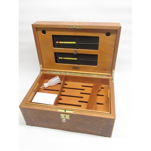 116 - Frazer Hines Collection - Davidoff burr walnut cigar humidor, with lift out tray, engraved brass pla... 