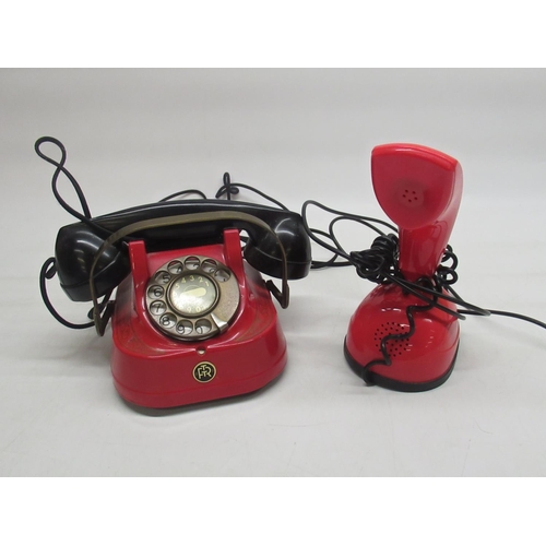 119 - Frazer Hines Collection - Red refurbished by General Dare telephone and another red telephone