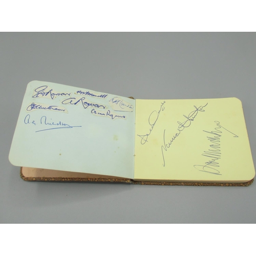 331 - Autograph book cont. various sport personalities inc. Len Hutton, Don Bradman, A.G. Nicholson, etc.,... 