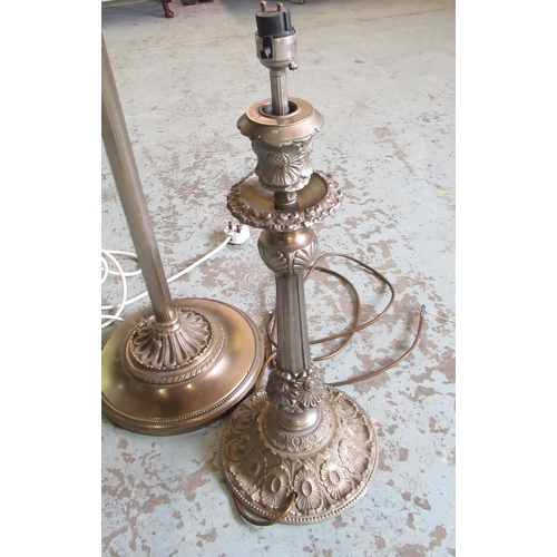 201 - Jenny Powell Collection - Large cast metal table lamp, with urn sconce and fluted column on circular... 