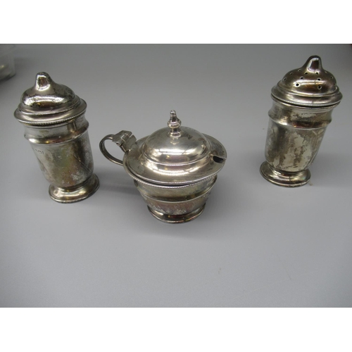 84 - Geo.V hallmarked Sterling silver three piece condiment set by Viner's Ltd., Sheffield, 1931, 3.45ozt