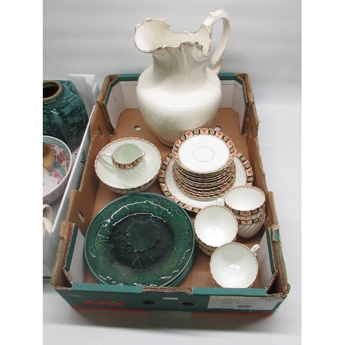 180 - Four late Victorian Wedgwood type green glazed moulded dishes, C20th Shore & Coggins Maltese six pie... 