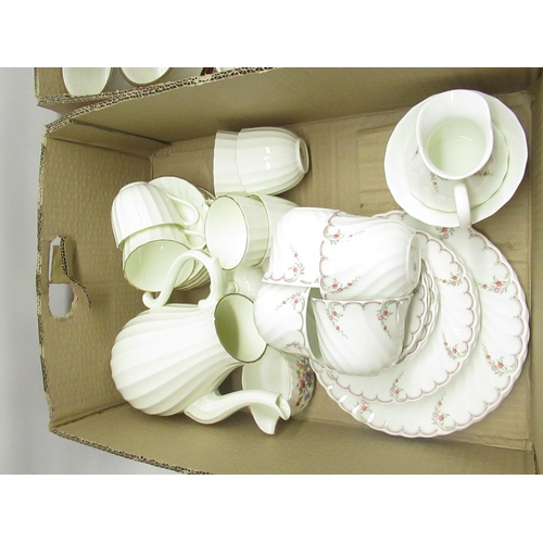 214 - Royal Worcester Strathmore 14 piece coffee service, Wedgwood Pink Garland 15 piece tea service, Adde... 