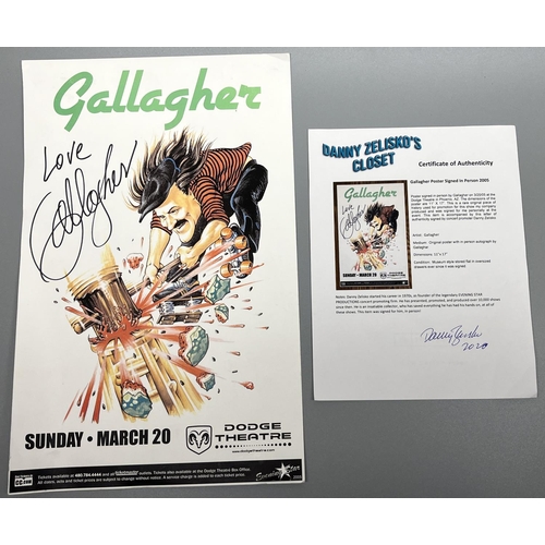 829 - Signed Gallagher March 20th poster, with Certificate of Authenticity from Danny Zeliskos Closet