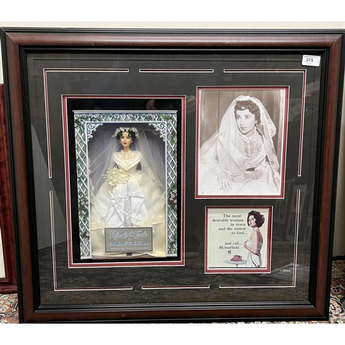 842 - Framed Elizabeth Taylor signed 'Father of the Bride' doll montage, 74cm x 67.5cm, with Certificate o... 