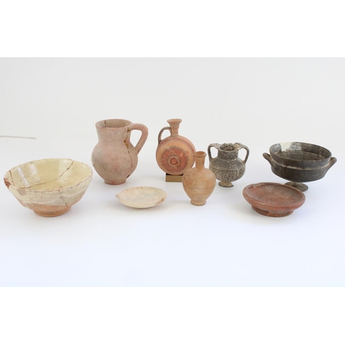 768 - Selection of ancient Cypriot ceramics, incl. Cypro-Archaic wheel decorated jug, basalt kylix etc. ma... 