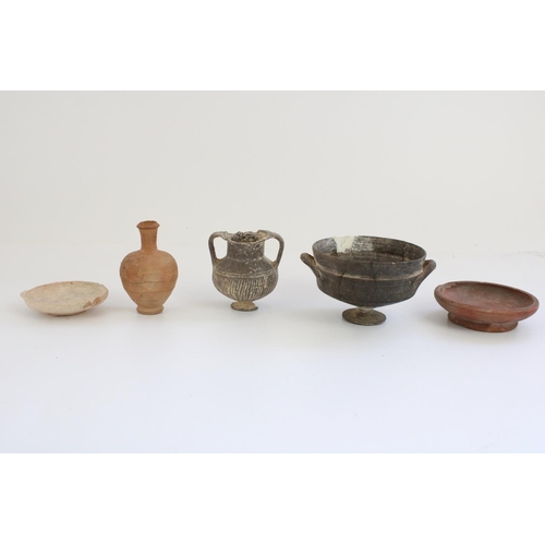 768 - Selection of ancient Cypriot ceramics, incl. Cypro-Archaic wheel decorated jug, basalt kylix etc. ma... 