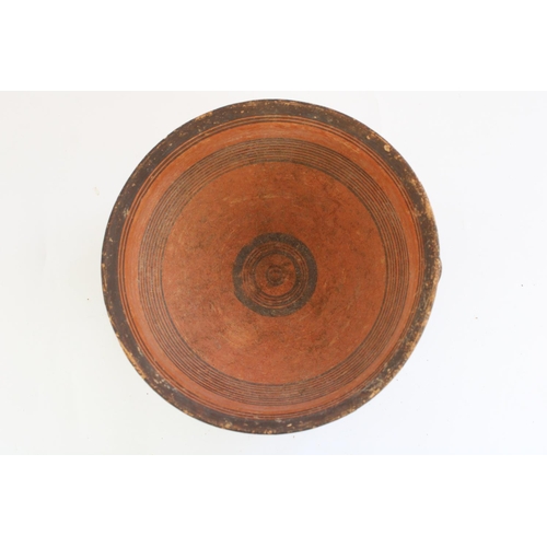 769 - Cypriot Cypro-Archaic period terracotta skyphos, black border with concentric circle decoration, H9.... 