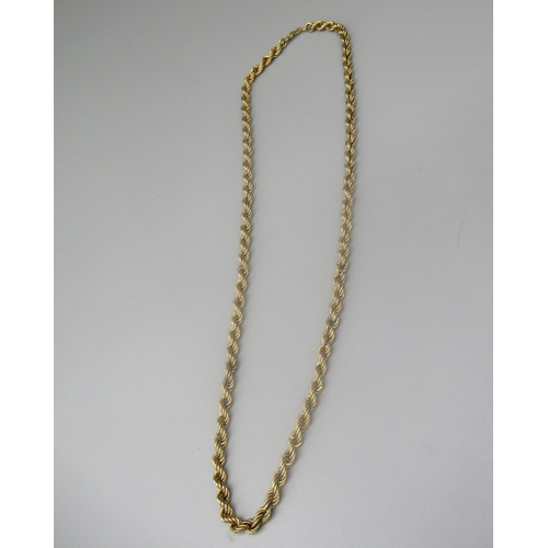 90 - 9ct yellow gold rope twist necklace, stamped 375, L58cm, 10.6g