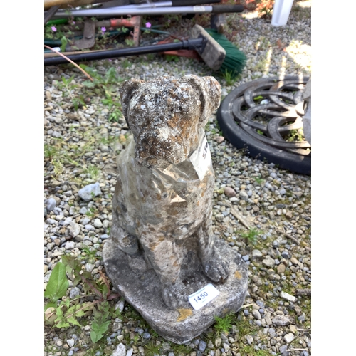 1450 - Reconstituted stone statue of a sitting boxer dog, H33cm