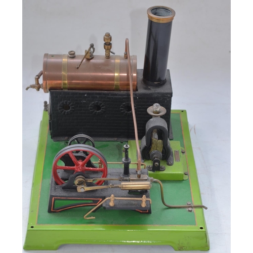 1329 - Steam powered model horizontal mill engine with boiler, drive gear and 2 volt 0.1 amp generator, no ... 