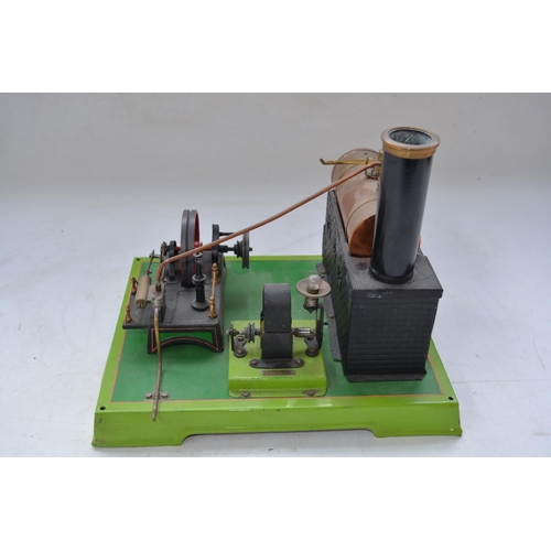 1329 - Steam powered model horizontal mill engine with boiler, drive gear and 2 volt 0.1 amp generator, no ... 