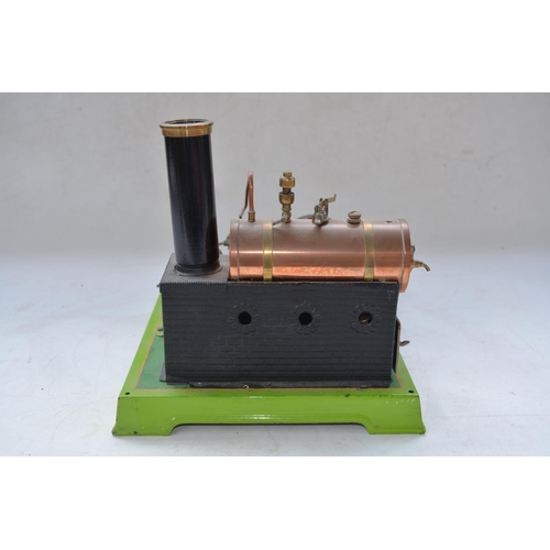 1329 - Steam powered model horizontal mill engine with boiler, drive gear and 2 volt 0.1 amp generator, no ... 