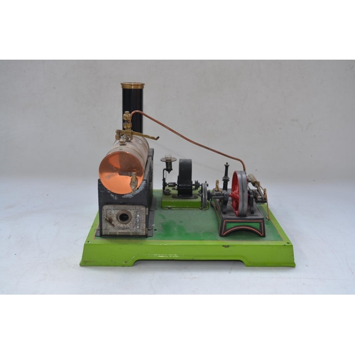 1329 - Steam powered model horizontal mill engine with boiler, drive gear and 2 volt 0.1 amp generator, no ... 