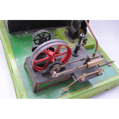 1329 - Steam powered model horizontal mill engine with boiler, drive gear and 2 volt 0.1 amp generator, no ... 