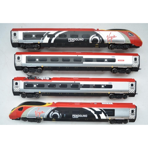 11 - Hornby OO gauge Virgin Trains Pendolino electric train set with power car, 2x coaches and dummy car.... 