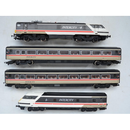 15 - Hornby OO gauge InterCity electric train model with power car, 2x coaches and dummy car. Models in g... 