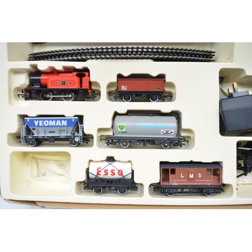 16 - Boxed Hornby OO gauge Freight Hauler electric train set R851 with 0-4-0 Queen Mary tank engine, 5 go... 