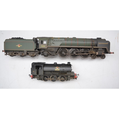 34 - Two weathered Hornby OO gauge electric steam train models to include R3244TTS 71000 Duke Of Gloucest... 