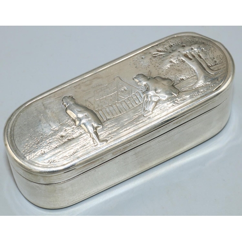 1090 - George III hallmarked silver rounded rectangular table snuff box, all over engine turned, hinged lid... 