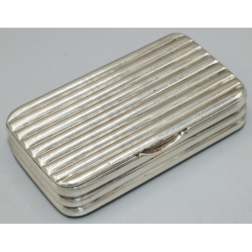 1106 - Victorian hallmarked silver rectangular vesta case, hinged lid side strike and gilt interior, Sampso... 