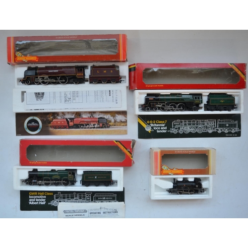 67 - Four previously run Hornby electric locomotive models to include R759 GWR Albert Hall, R305 LMS Coro... 