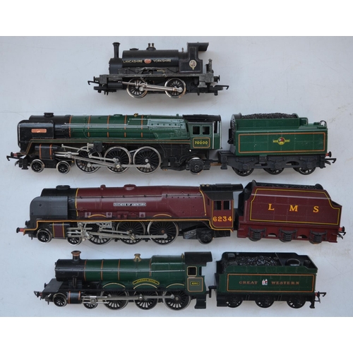 67 - Four previously run Hornby electric locomotive models to include R759 GWR Albert Hall, R305 LMS Coro... 