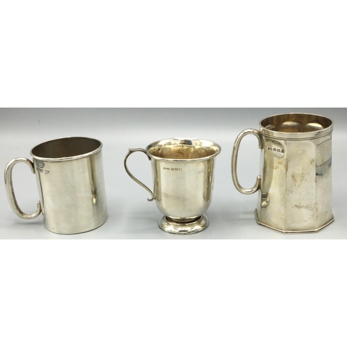 1124 - Edward VII hallmarked silver Christening mug, Sheffield 1904, another Birmingham 1908 and a George V... 