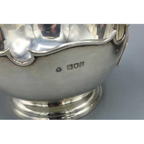 1072 - Small Edward VII hallmarked silver Monteith bowl, by Ackroyd Rhodes London 1902, D14cm and a George ... 