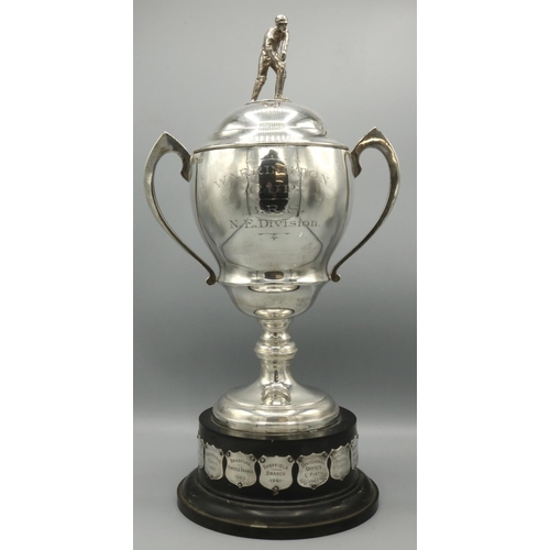 1199 - Elizabeth II hallmarked silver two handled Cricket trophy cup, engraved 'Warrington Cup B.R.S.  N.E.... 