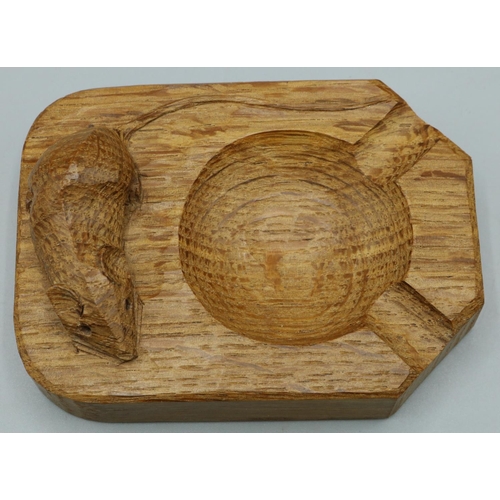 1426 - Robert Mouseman Thompson of Kilburn - an oak canted rectangular ashtray, carved with signature Mouse... 