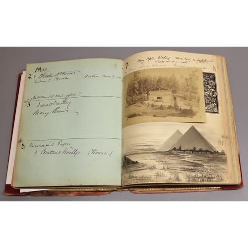 1302 - Victorian Birthday book for Ethel M. Austin dated 1890, utilized as a scrap book, containing various... 