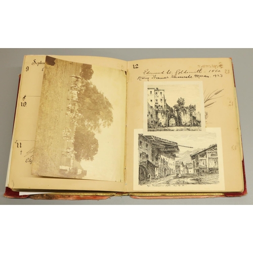 1302 - Victorian Birthday book for Ethel M. Austin dated 1890, utilized as a scrap book, containing various... 