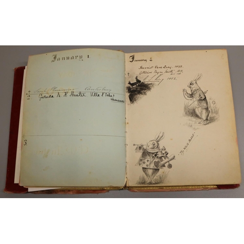 1302 - Victorian Birthday book for Ethel M. Austin dated 1890, utilized as a scrap book, containing various... 