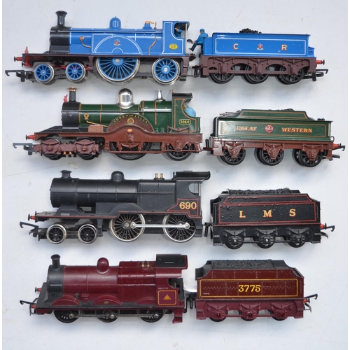 81 - Four used OO gauge electric steam train models to include Hornby Railways R450 LMS Fowler 