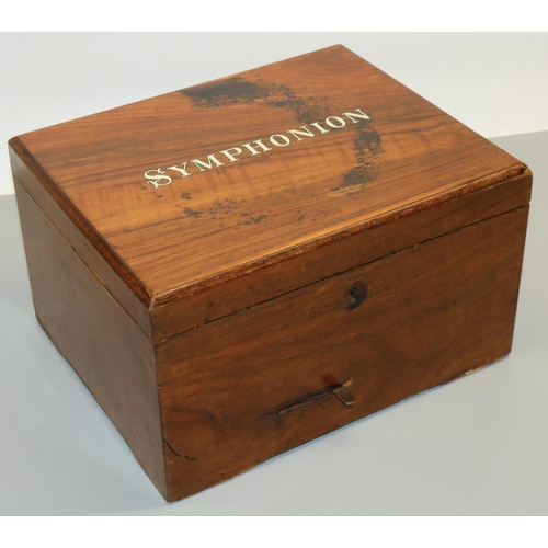 1290 - Victorian walnut cased Symphonion disc music box, paper label to the inside of the box, W28cm D22.5c... 