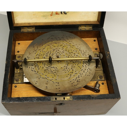 1290 - Victorian walnut cased Symphonion disc music box, paper label to the inside of the box, W28cm D22.5c... 