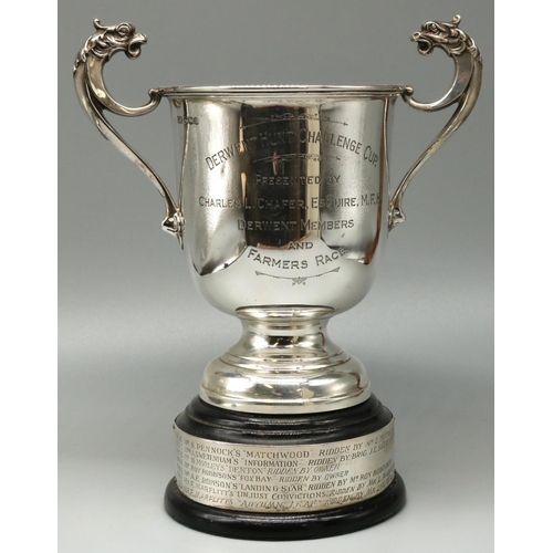 1075 - George VI hallmarked silver trophy cup engraved 'Derwent Hunt Challenge Cup. Presented by Charles L.... 