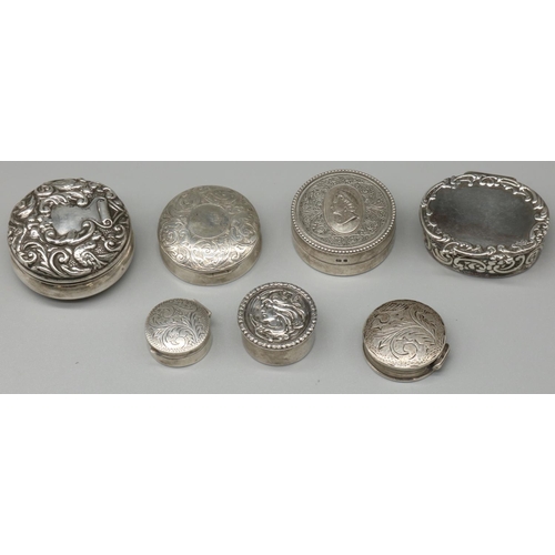 1180 - Victorian hallmarked silver circular pill box, and ERII hallmarked silver circular pill or snuff box... 