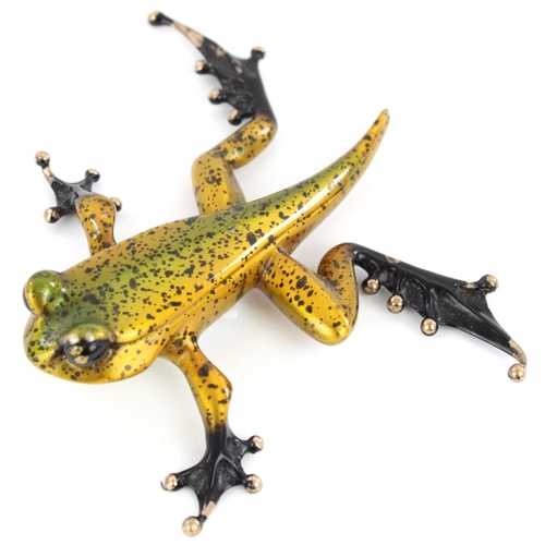 1275 - Tim 'Frogman' Cotterill (British b1950-); Bronze model of a  frog enamelled in gold and black speckl... 