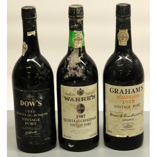 1313 - Vintage Port - Graham's Malvedos 1978, Dow's Quinta Do Bomfin 1986 and Warre's Quinta Da Cavadinha 1... 