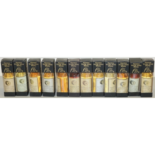 1308 - Collection of Signatory Vintage Scotch Malt Whisky limited edition miniatures, c1975-1985, all boxed... 