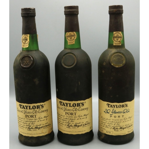 1312 - Taylor's Over 40 Years Old Tawny Port (2) and 20 Years Old Port No. 4179, 3btls