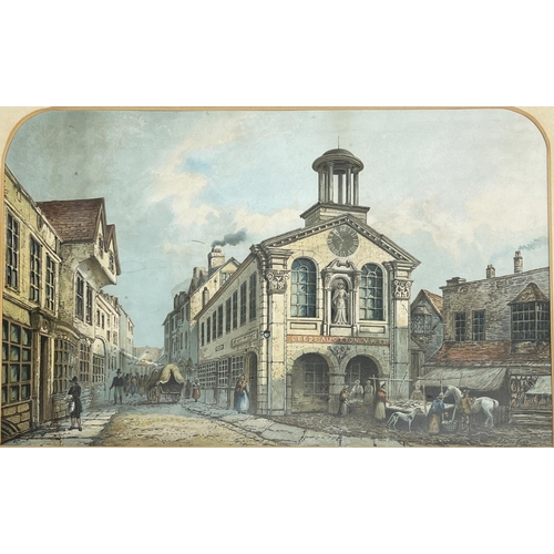 1383 - After Edwin Earp (British 1851-1945); 'Leeds Auction Mart' chromolithograph in arched mount, 36cm x ... 