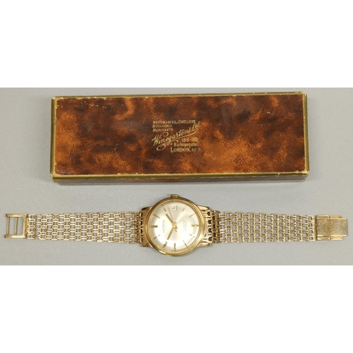 1049 - Winegartens of London, gold cased automatic wristwatch with date, signed silvered dial with applied ... 