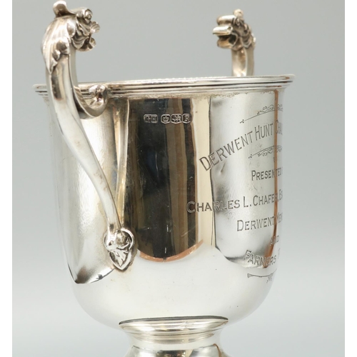 1075 - George VI hallmarked silver trophy cup engraved 'Derwent Hunt Challenge Cup. Presented by Charles L.... 