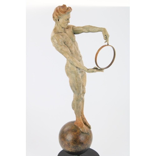 1263 - Carl Payne (British b.1969); 'Conquest', painted bronze figurine of a nude dancer, from the New Danc... 