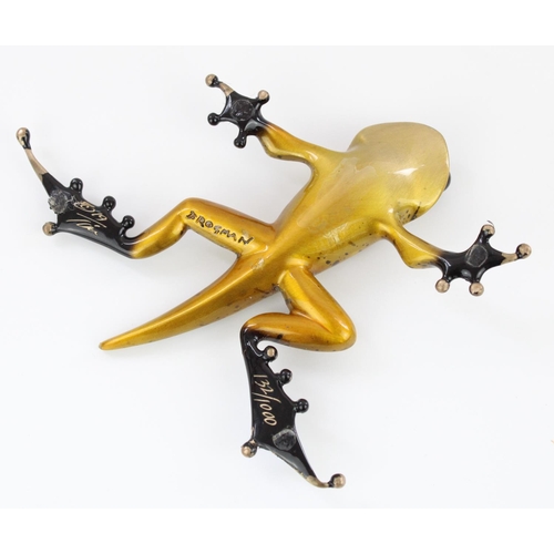 1275 - Tim 'Frogman' Cotterill (British b1950-); Bronze model of a  frog enamelled in gold and black speckl... 